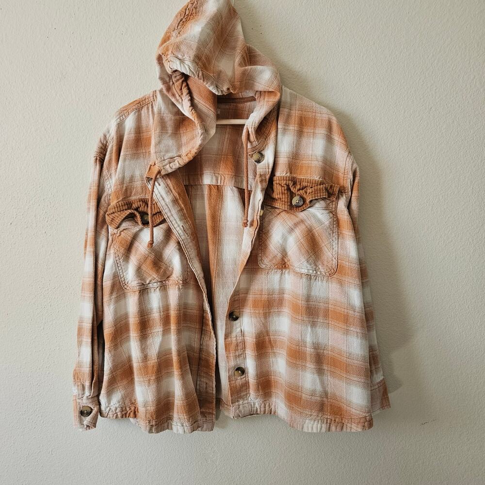 Maurices plaid hooded button-front flannel shacket 2X